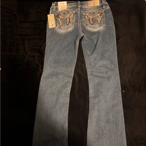Miss Me Light Blue Boot Cut Jeans with Embellished Pockets